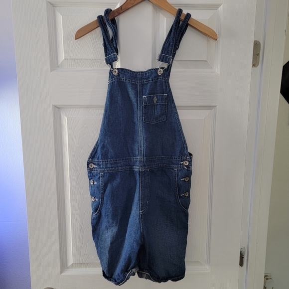 Big Star 1874 Short Denim Overalls Sz S Romper Linen Pockets Y2K 90s - Picture 1 of 12